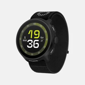 Suunto Run All Black SS051109000 Bisel de acero inoxidable negro con carcasa de color negro y correa textil con logotipo reflectante de SUUNTO.