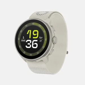 Suunto Run. Frost Gray SS051110000 Bisel de acero inoxidable gris claro con carcasa de color gris claro y correa textil con logotipo reflectante de SUUNTO.