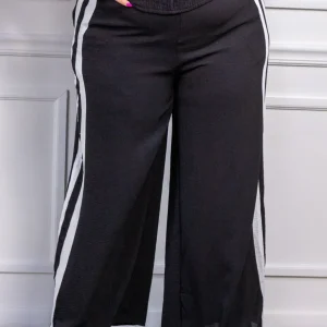 Pantalón Curvy Wide Leg Líneas Laterales Negro