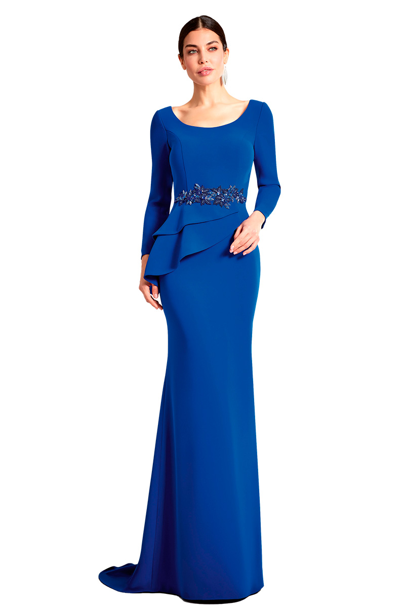 Vestido largo para madrina con escote redondo. - Imagen 2