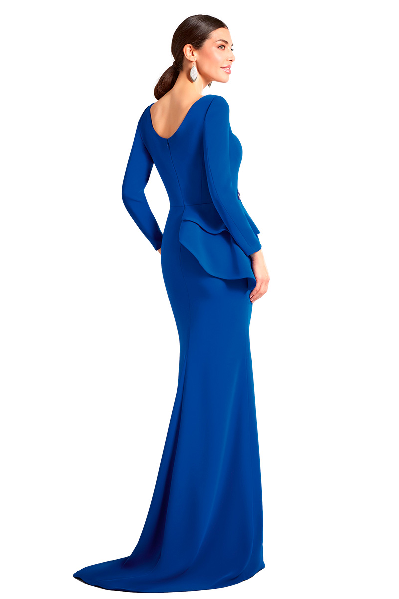 Vestido largo para madrina con escote redondo. - Imagen 3