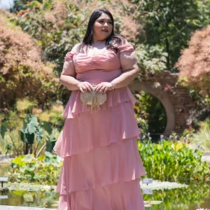 Maxi Vestido Curvy Holanes Rosa Femenino Statement Vibrante