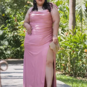 Vestido Curvy Corset Plisado Rosa Femenino Statement Eventos