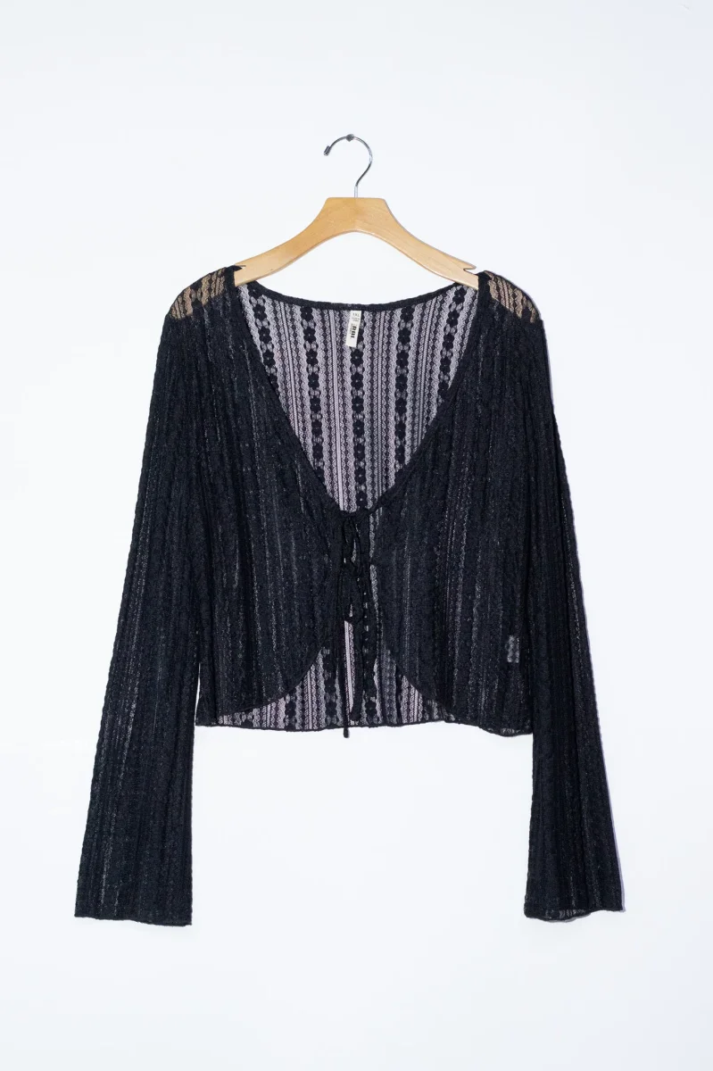 Blusa Curvy Encaje Negra Femenina Delicada Romántica Elegante - Imagen 4