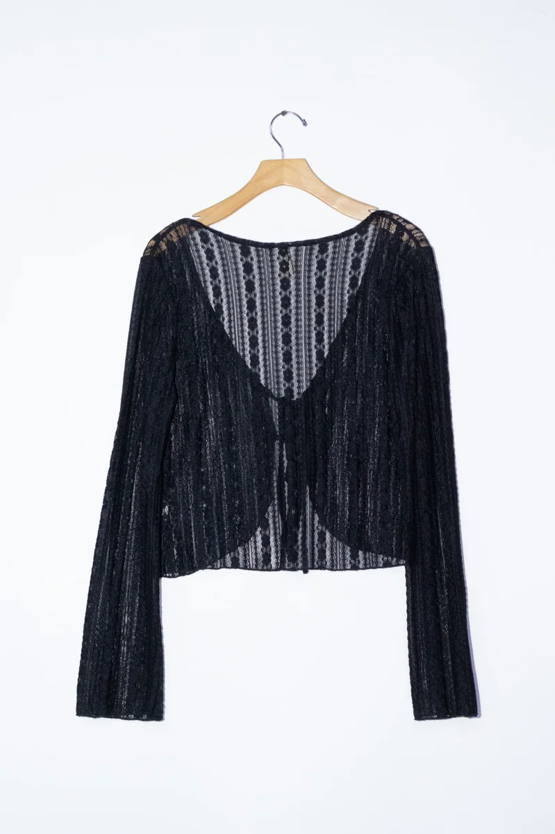 Blusa Curvy Encaje Negra Femenina Delicada Romántica Elegante - Imagen 6